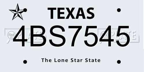 4BS7545 Texas License Plate