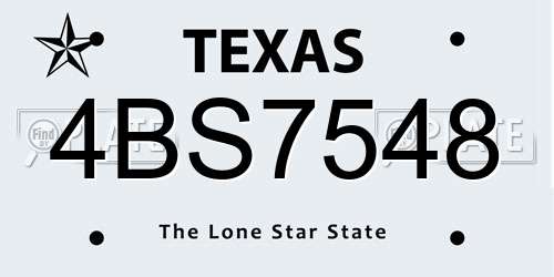 4BS7548 Texas License Plate
