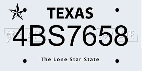 4BS7658 Texas License Plate