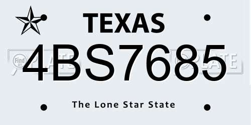 4BS7685 Texas License Plate