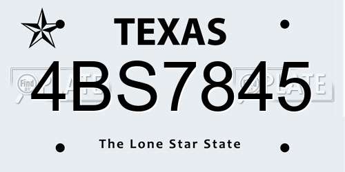 4BS7845 Texas License Plate