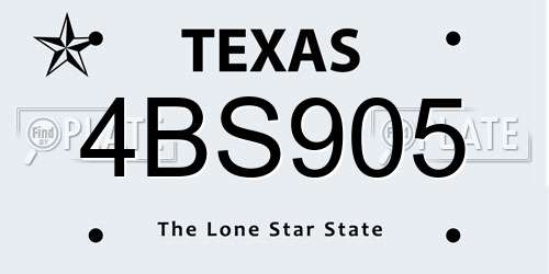 4BS905 Texas License Plate