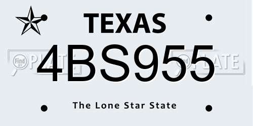 4BS955 Texas License Plate
