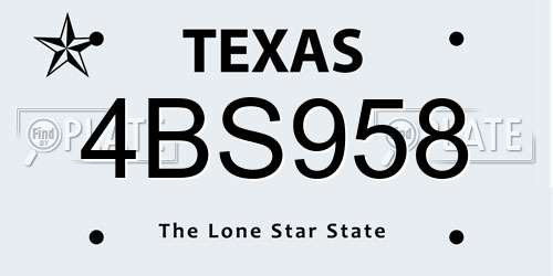 4BS958 Texas License Plate