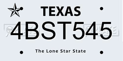 4BST545 Texas License Plate