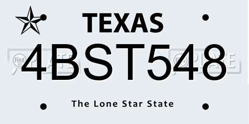 4BST548 Texas License Plate