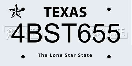 4BST655 Texas License Plate