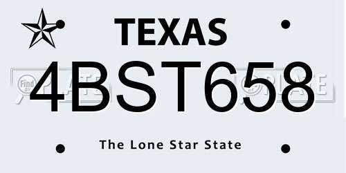 4BST658 Texas License Plate