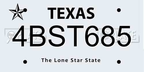4BST685 Texas License Plate