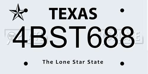4BST688 Texas License Plate