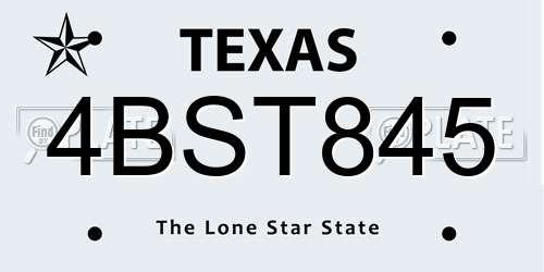 4BST845 Texas License Plate