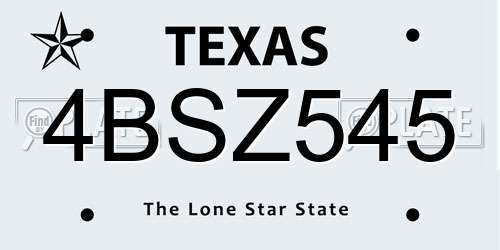 4BSZ545 Texas License Plate