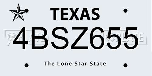 4BSZ655 Texas License Plate