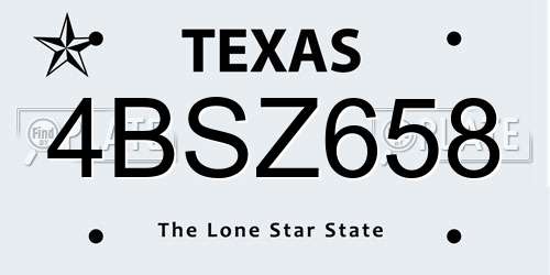 4BSZ658 Texas License Plate