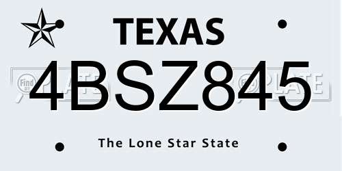 4BSZ845 Texas License Plate