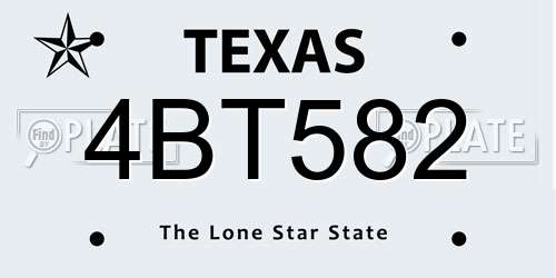 4BT582 Texas License Plate