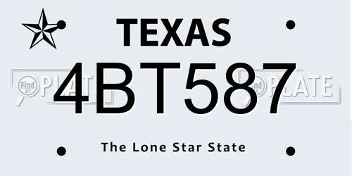 4BT587 Texas License Plate