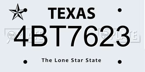 4BT7623 Texas License Plate