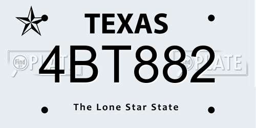 4BT882 Texas License Plate