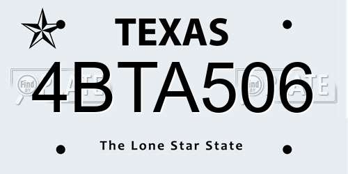 4BTA506 Texas License Plate