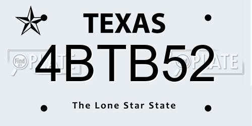 4BTB52 Texas License Plate