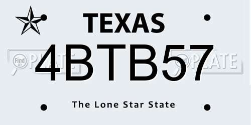4BTB57 Texas License Plate