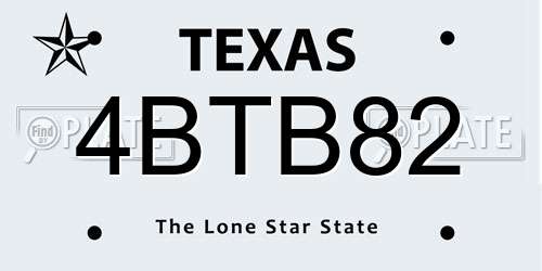 4BTB82 Texas License Plate