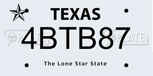 4BTB87 Texas License Plate