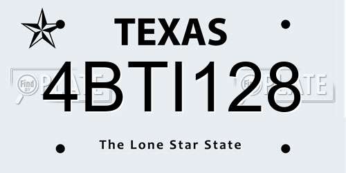4BTI128 Texas License Plate