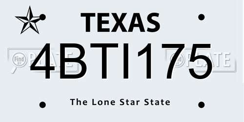 4BTI175 Texas License Plate