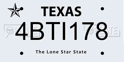 4BTI178 Texas License Plate