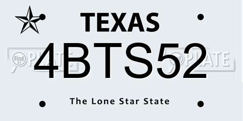 4BTS52 Texas License Plate