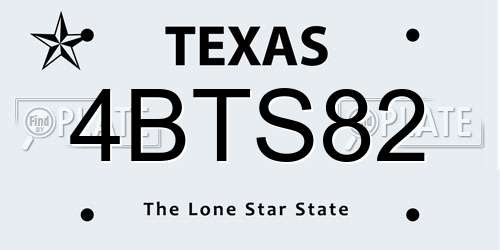 4BTS82 Texas License Plate