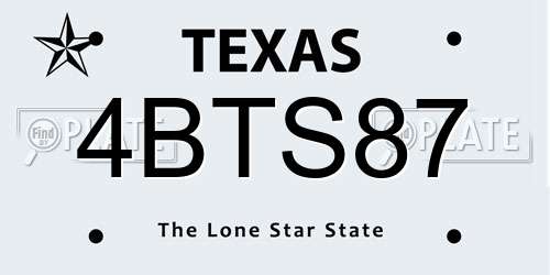 4BTS87 Texas License Plate