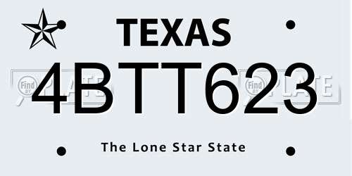 4BTT623 Texas License Plate
