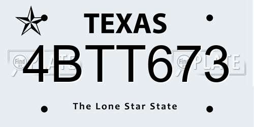 4BTT673 Texas License Plate