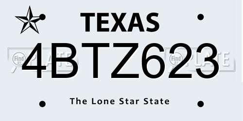 4BTZ623 Texas License Plate