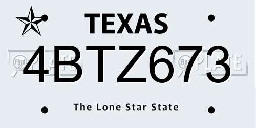 4BTZ673 Texas License Plate