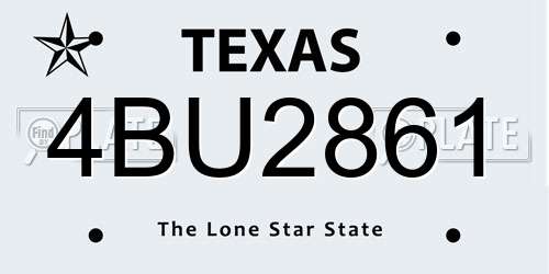 4BU2861 Texas License Plate