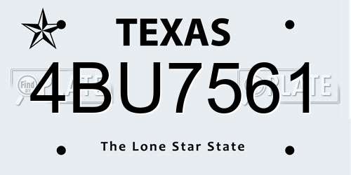 4BU7561 Texas License Plate