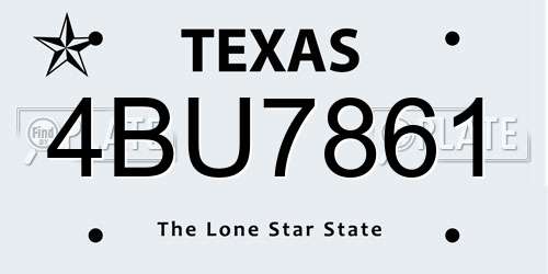 4BU7861 Texas License Plate