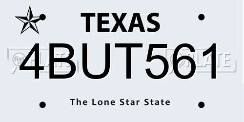 4BUT561 Texas License Plate