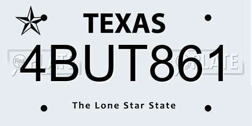 4BUT861 Texas License Plate