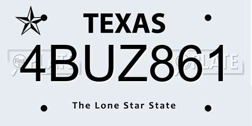 4BUZ861 Texas License Plate