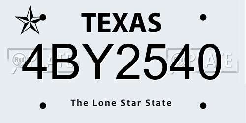 4BY2540 Texas License Plate