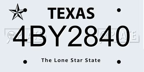 4BY2840 Texas License Plate