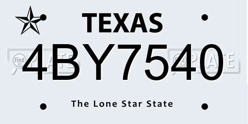 4BY7540 Texas License Plate