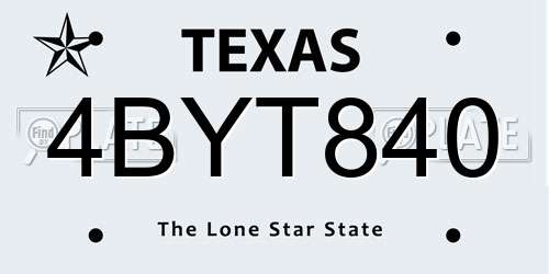 4BYT840 Texas License Plate