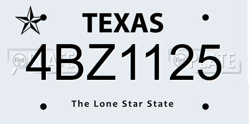 4BZ1125 Texas License Plate