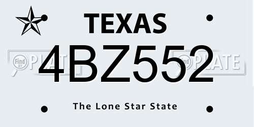 4BZ552 Texas License Plate
